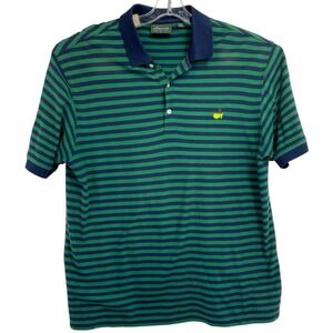 Masters Collection  Mens Sz XL Green/Blue Striped Logo Polo Golf Shirt (S24) EUC